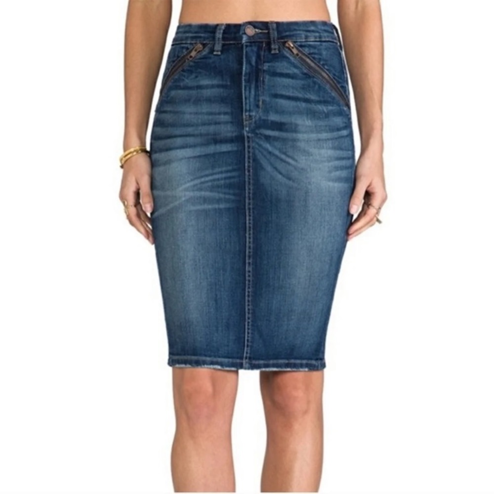 NWT Blank NY Pencil skirt Vintage y2k faded Bodice Distressed stone denim 27